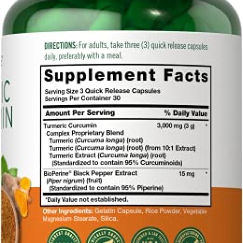 Turmeric Curcumin with Bioperine | 3000 mg | 90 Powder Capsules |...