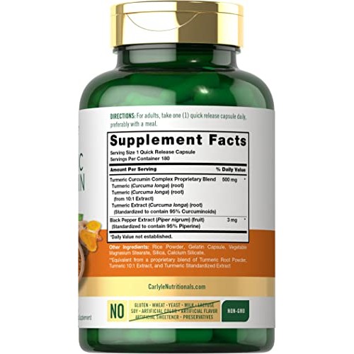 Turmeric Curcumin with Bioperine | 500 mg | 180 Powder Capsules |...