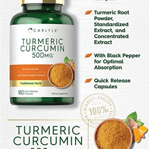 Turmeric Curcumin with Bioperine | 500 mg | 180 Powder Capsules |...