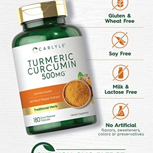 Turmeric Curcumin with Bioperine | 500 mg | 180 Powder Capsules |...
