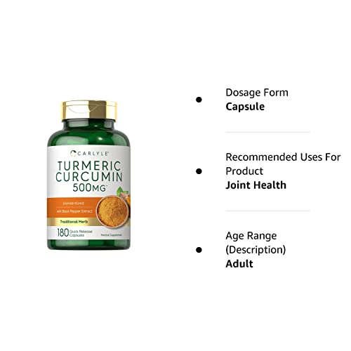 Turmeric Curcumin with Bioperine | 500 mg | 180 Powder Capsules |...