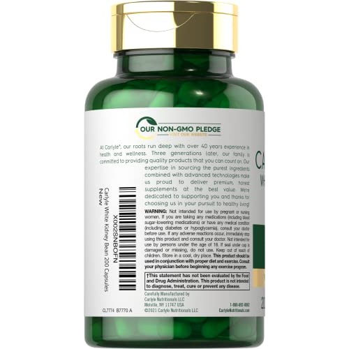 White Kidney Bean Carb Blocker | 6000mg | 200 Count | Non-GMO & G...