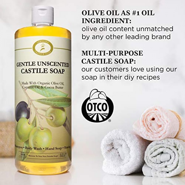 Unscented Castile Soap Liquid - 32 oz Vegan & Pure Organic Soap -...