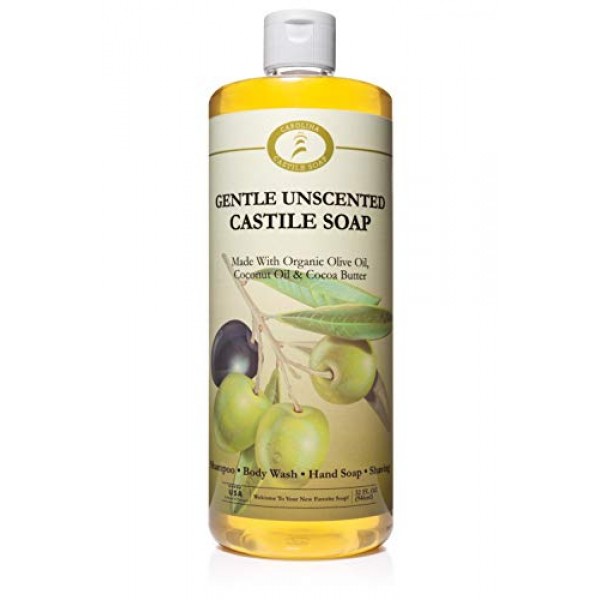 Unscented Castile Soap Liquid - 32 oz Vegan & Pure Organic Soap -...