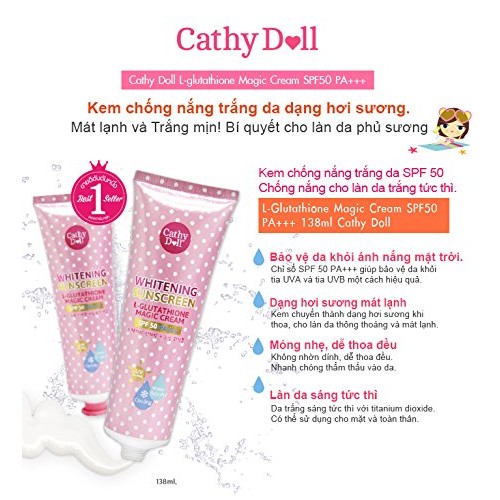 Cathy Doll Whitening Sunscreen L-glutathione Magic Cream SPF50PA+...