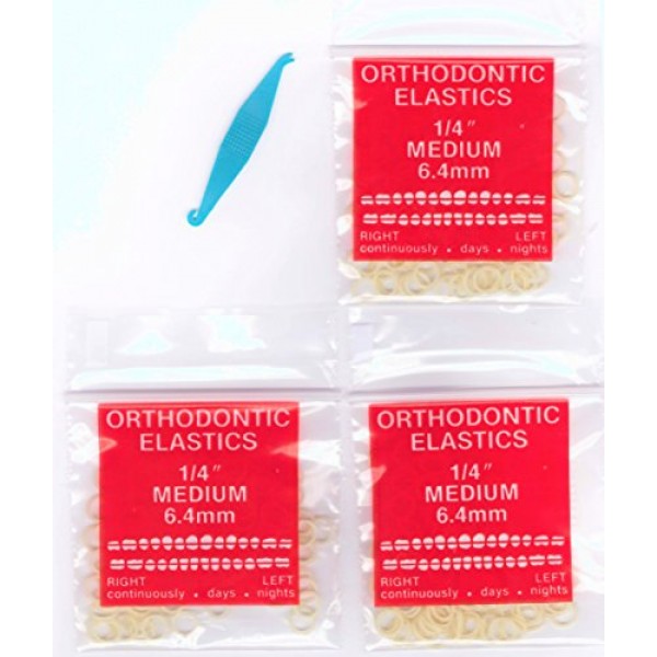 1/4 inch Orthodontic Elastic Rubber Bands 300 Pack Natural Mediu...