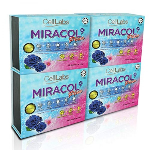 4X CellLabs Miracol 9 Stem Cell Collagen Powder - Rose, Apple and...