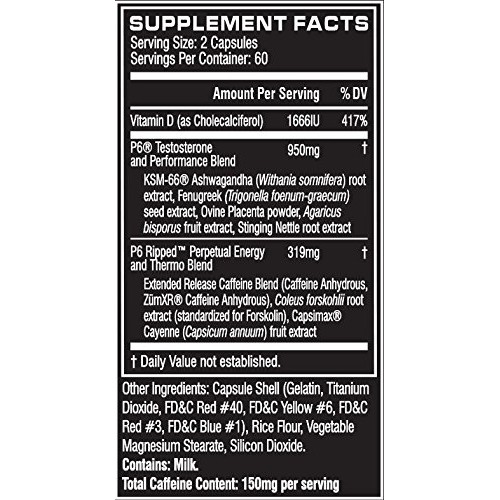 Cellucor P6 Ripped T Boost for Men + Thermogenic Wei...
