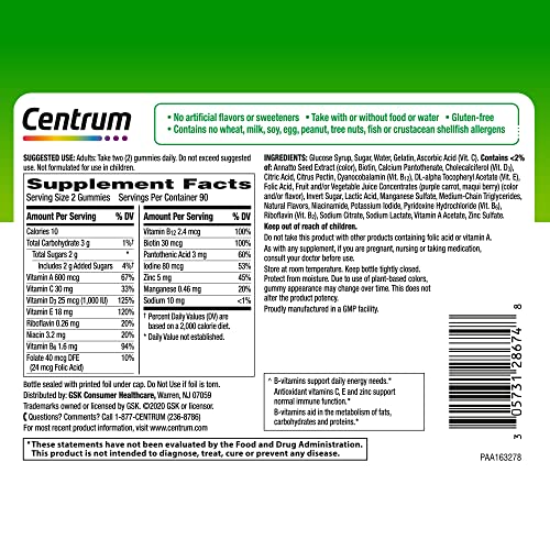 Centrum MultiGummies Gummy Multivitamin for Adults, Multivitamin/...