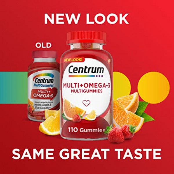 Centrum MultiGummies Omega 3 Gummy Multivitamin for Adults, Multi...