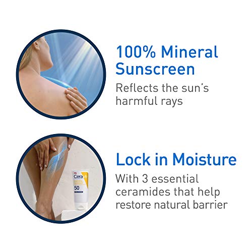 CeraVe 100% Mineral Sunscreen SPF 30 | Body Sunscreen with Zinc O...
