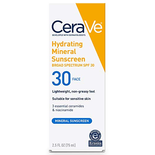 CeraVe 100% Mineral Sunscreen SPF 30 | Face Sunscreen with Zinc O...