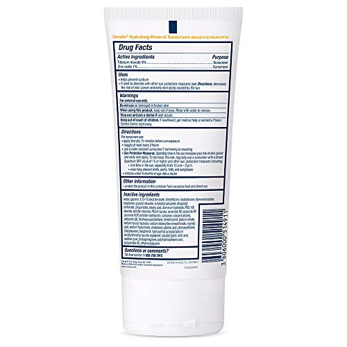 CeraVe 100% Mineral Sunscreen SPF 50 | Body Sunscreen with Zinc O...