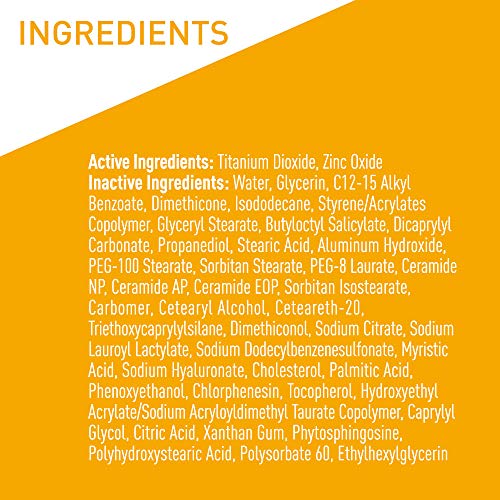 CeraVe 100% Mineral Sunscreen SPF 50 | Body Sunscreen with Zinc O...