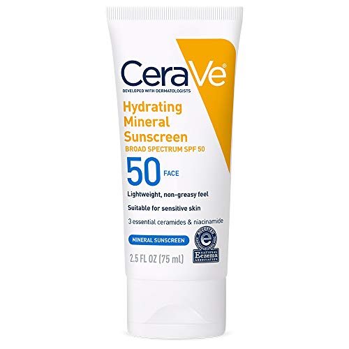 CeraVe 100% Mineral Sunscreen SPF 50 | Face Sunscreen with Zinc O...