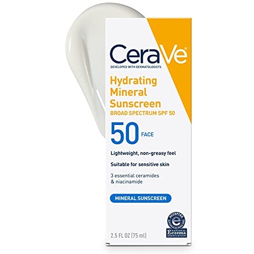 CeraVe 100% Mineral Sunscreen SPF 50 | Face Sunscreen with Zinc O...