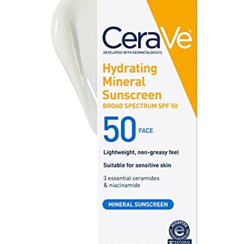 CeraVe 100% Mineral Sunscreen SPF 50 | Face Sunscreen with Zinc O...