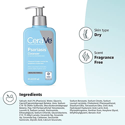 CeraVe Cleanser for Psoriasis Treatment | With Salicylic Acid for...