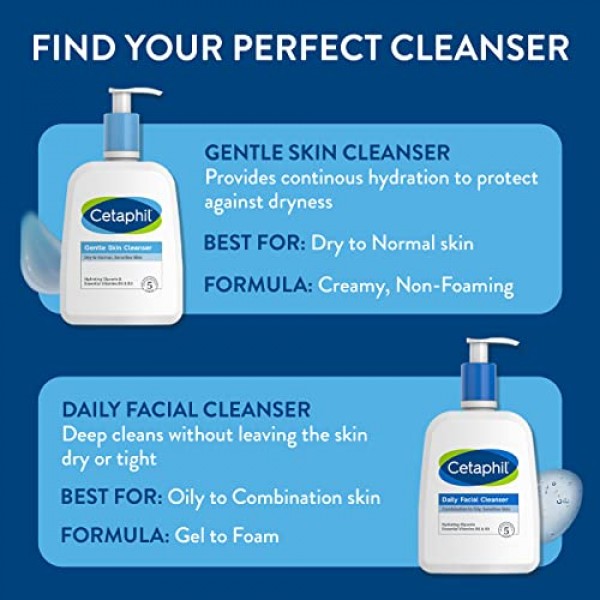 Face Wash by CETAPHIL, Daily Facial Cleanser for Sensitive, Combi...