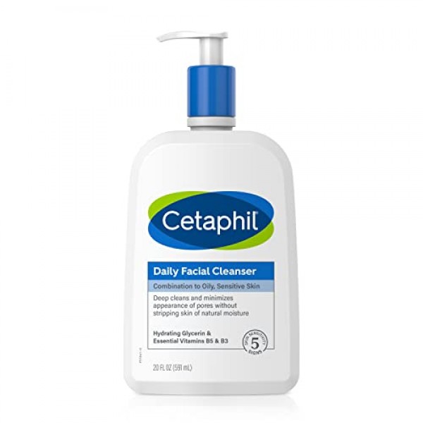 Face Wash by CETAPHIL, Daily Facial Cleanser for Sensitive, Combi...