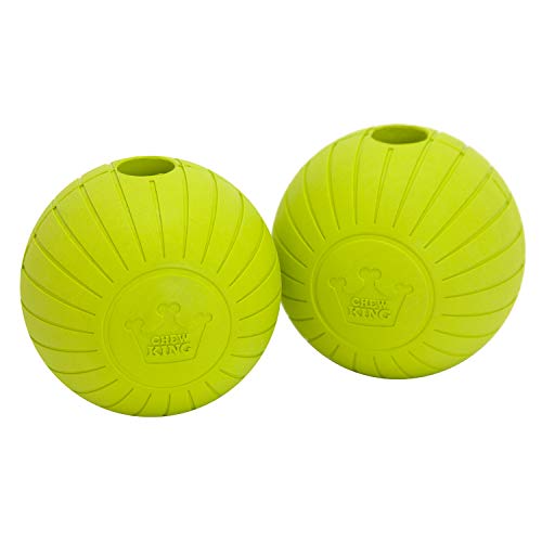 Chew King Fetch Balls Extremely Durable Natural Rubber Toy, Yello...