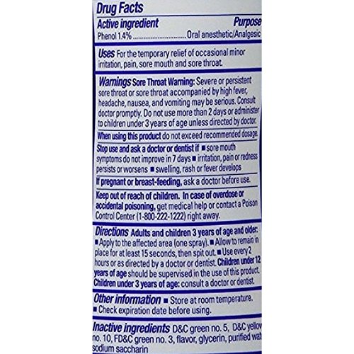 Chloraseptic Sore Throat Spray-Menthol-6 Oz. Pack Of 5
