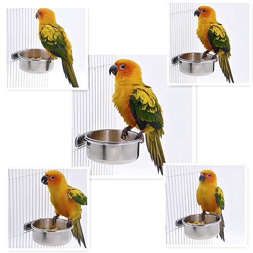 2 Pack Bird Cage Food Water Dispenser Parrot Food Dish Bird Feede...
