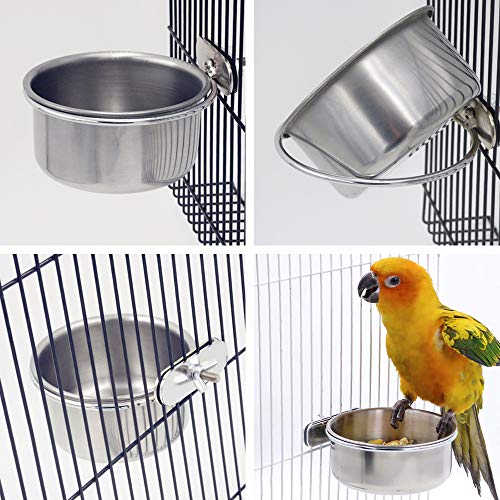 2 Pack Bird Cage Food Water Dispenser Parrot Food Dish Bird Feede...