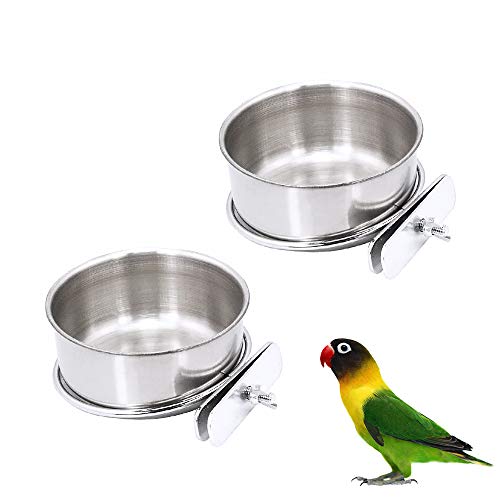 2 Pack Bird Cage Food Water Dispenser Parrot Food Dish Bird Feede...
