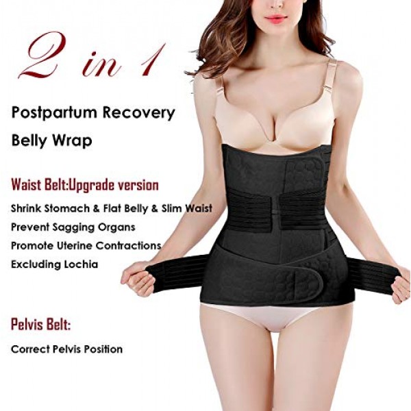 2 in 1 Postpartum Support Recovery Belly Wrap Waist/Pelvis Belt B...