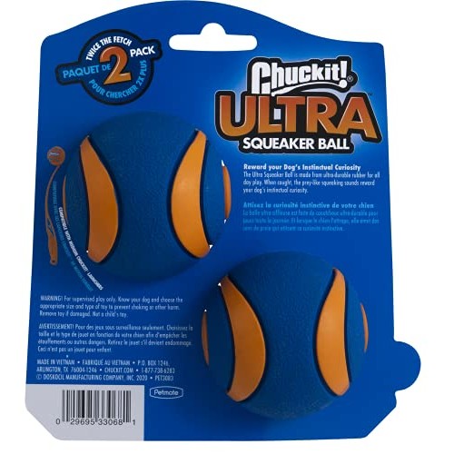 Ultra Squeaker Ball, Medium, 2.5” circumference, 2 Count