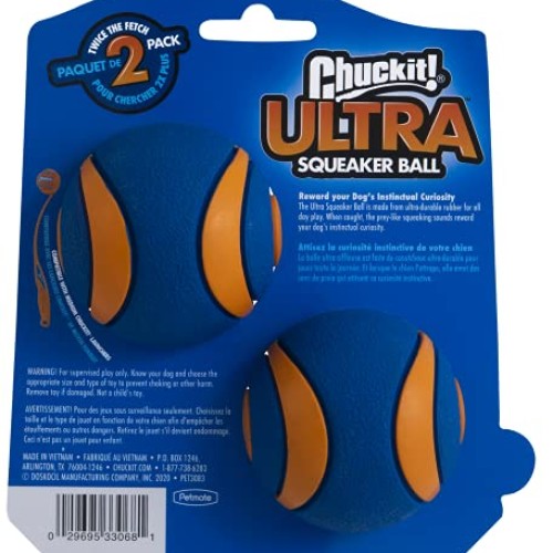 Ultra Squeaker Ball, Medium, 2.5” circumference, 2 Count