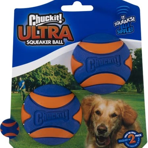 Ultra Squeaker Ball, Medium, 2.5” circumference, 2 Count