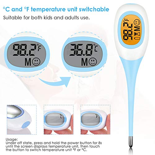 Digital Body Thermometer Fast Reading Oral Ráctal Underarm Temper...