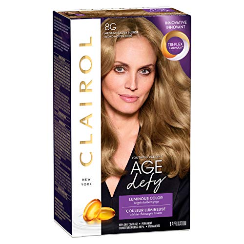 Clairol Age Defy Permanent Hair Dye, 8G Medium Golden Blonde Hair...