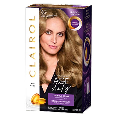 Clairol Age Defy Permanent Hair Dye, 8G Medium Golden Blonde Hair...