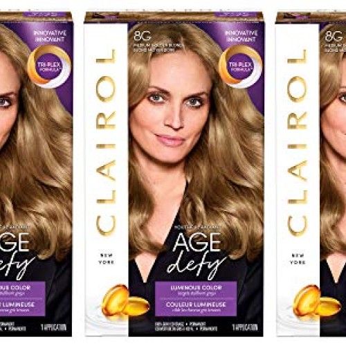 Clairol Age Defy Permanent Hair Dye, 8G Medium Golden Blonde Hair...