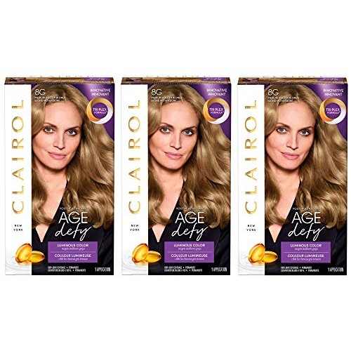 Clairol Age Defy Permanent Hair Dye, 8G Medium Golden Blonde Hair...