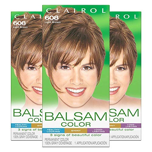Clairol Balsam Permanent Hair Dye, 608 Light Brown Hair Color, 3 ...