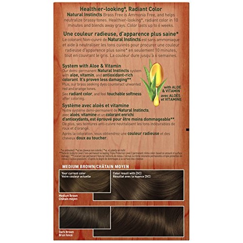 Clairol Natural Instincts, 5C, Brass Free Med Brown, 2 pk