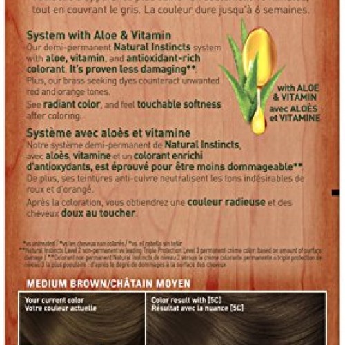 Clairol Natural Instincts, 5C, Brass Free Med Brown, 2 pk