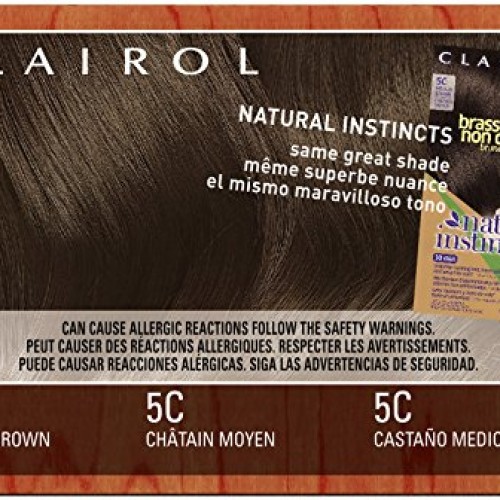 Clairol Natural Instincts, 5C, Brass Free Med Brown, 2 pk