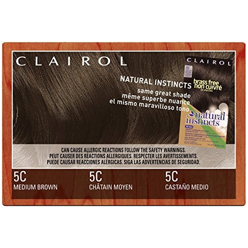 Clairol Natural Instincts, 5C, Brass Free Med Brown, 2 pk