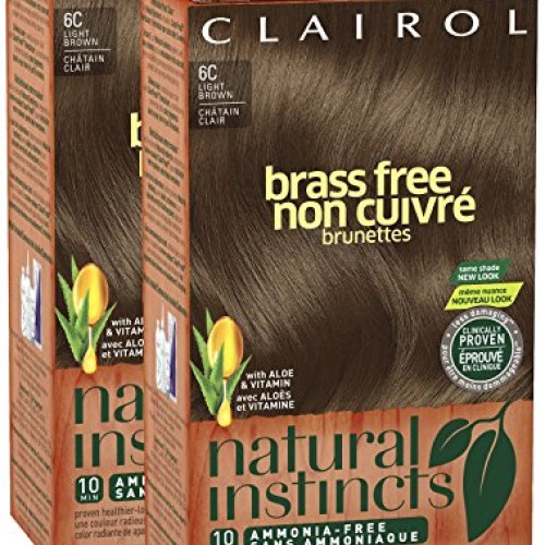 Clairol Natural Instincts, 6C, Brass Free Light Brown, 2 pk