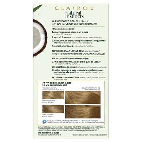 Clairol Natural Instincts Hair Color, 8G Medium Golden Blonde 1...