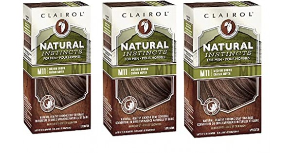 7. Clairol Natural Instincts Semi-Permanent Hair Color For Men, M11 Medium Brown Color, 3 Count - wide 4