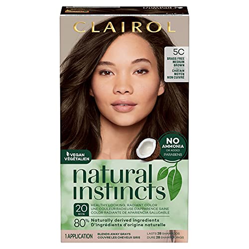 Clairol Natural Instincts Semi-Permanent Hair Dye, 5C Brass Free ...