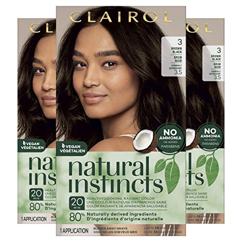 Clairol Natural Instincts Semi-Permanent Hair Dye, 3 Brown Black ...