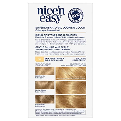 Clairol Nice N Easy Permanent Hair Color, 10 Extra Light Blonde ...