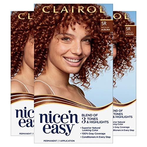Clairol Nice n Easy Permanent Hair Color, 5R Medium Auburn, 3 Co...
